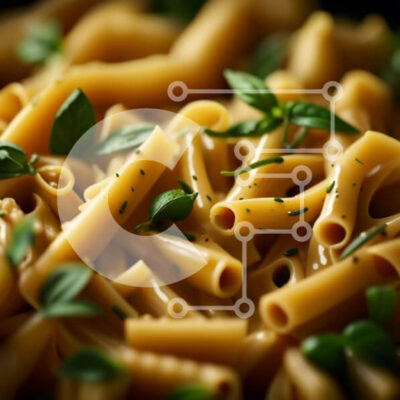 Intra Συλλεκτικό Ξύλινο Παζλ Plywood  4mm - Νόστιμο πιάτο κρεμώδη ζυμαρικά με φρέσκο ​​βασιλικό Σε Ξύλινο Κουτί - Διαστάσεις: 10x10 cm – 25 κομμάτια - Image 1