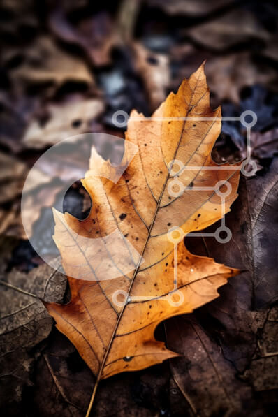 Intra Συλλεκτικό Ξύλινο Παζλ Plywood  4mm - Μονό καφέ φύλλο σε σωρό αποξηραμένων φύλλων Σε Ξύλινο Κουτί - Διαστάσεις: 10x10 cm – 25 κομμάτια