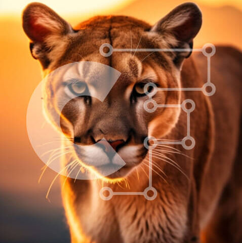 Intra Συλλεκτικό Ξύλινο Παζλ Plywood  4mm - Εκπληκτική εικόνα ενός βουνού λιονταριού στο ηλιοβασίλεμα Σε Ξύλινο Κουτί - Διαστάσεις: 10x10 cm – 25 κομμάτια - Image 1