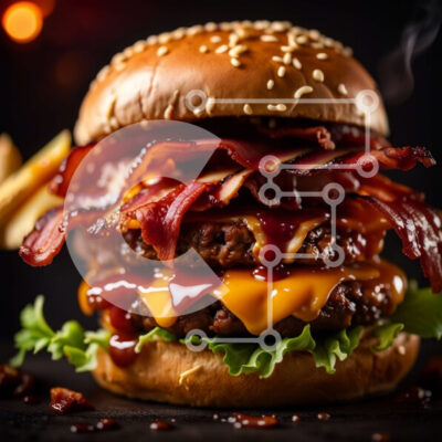 Intra Συλλεκτικό Ξύλινο Παζλ Plywood  4mm - Λαχταριστό χάμπουργκερ με μπέικον, τυρί και μαρούλι Σε Ξύλινο Κουτί - Διαστάσεις: 10x10 cm – 25 κομμάτια - Image 1