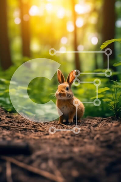 Intra Συλλεκτικό Ξύλινο Παζλ Plywood  4mm - Όμορφη εικόνα ενός καφέ κουνελιού σε ένα ξέφωτο δασών Σε Ξύλινο Κουτί - Διαστάσεις: 10x10 cm – 25 κομμάτια