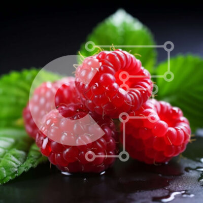 Intra Συλλεκτικό Ξύλινο Παζλ Plywood  4mm - Ζουμερά κόκκινα σμέουρα σε μαύρη επιφάνεια Σε Ξύλινο Κουτί - Διαστάσεις: 10x10 cm – 25 κομμάτια - Image 1