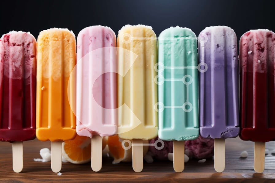 Intra Συλλεκτικό Ξύλινο Παζλ Plywood  4mm - Ζωντανή εικόνα με πολύχρωμα Popsicles σε ξύλινο φόντο Σε Ξύλινο Κουτί - Διαστάσεις: 10x10 cm – 25 κομμάτια