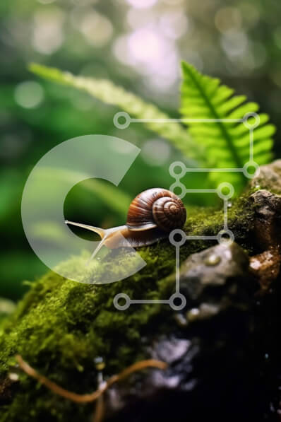 Intra Συλλεκτικό Ξύλινο Παζλ Plywood  4mm - Όμορφη εικόνα ενός σαλιγκαριού που σέρνεται σε έναν βροχερό βράχο σε ένα δάσος Σε Ξύλινο Κουτί - Διαστάσεις: 10x10 cm – 25 κομμάτια