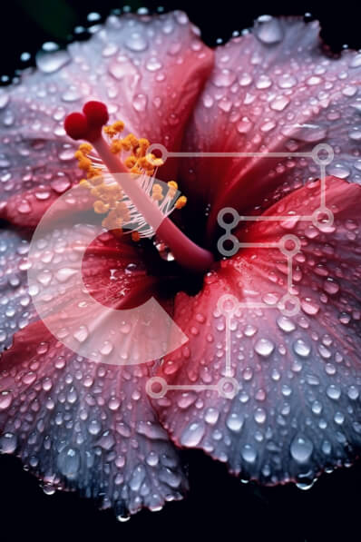 Intra Συλλεκτικό Ξύλινο Παζλ Plywood  4mm - Όμορφη κινηματογράφηση σε πρώτο πλάνο ενός λουλουδιού ιβίσκου με σταγονίδια νερού Σε Ξύλινο Κουτί - Διαστάσεις: 10x10 cm – 25 κομμάτια