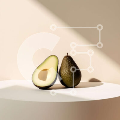 Intra Συλλεκτικό Ξύλινο Παζλ Plywood  4mm - Αβοκάντο μισά σε λευκή επιφάνεια Σε Ξύλινο Κουτί - Διαστάσεις: 10x10 cm – 25 κομμάτια - Image 1