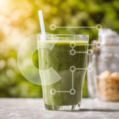 Intra Συλλεκτικό Ξύλινο Παζλ Plywood  4mm - Πράσινο Smoothie με σπανάκι και μπανάνα σε ένα τραπέζι Σε Ξύλινο Κουτί - Διαστάσεις: 10x10 cm – 25 κομμάτια - Image 1
