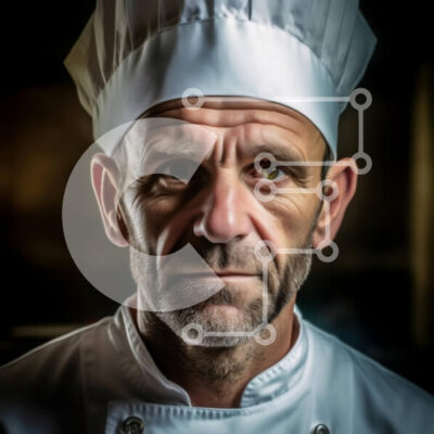 Intra Συλλεκτικό Ξύλινο Παζλ Plywood  4mm - Επαγγελματίας σεφ με σοβαρή έκφραση και καπέλο σεφ Σε Ξύλινο Κουτί - Διαστάσεις: 10x10 cm – 25 κομμάτια - Image 1