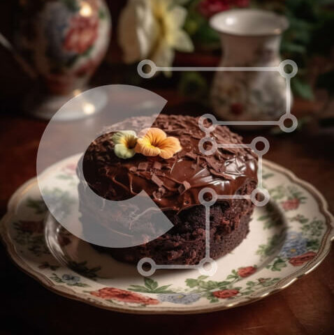 Intra Συλλεκτικό Ξύλινο Παζλ Plywood  4mm - Λαχταριστό κέικ σοκολάτας με διακόσμηση λουλουδιών Σε Ξύλινο Κουτί - Διαστάσεις: 10x10 cm – 25 κομμάτια - Image 1