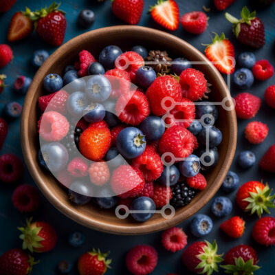 Intra Συλλεκτικό Ξύλινο Παζλ Plywood  4mm - Νόστιμο μπολ με φρέσκα μούρα σε ένα σκούρο ξύλινο τραπέζι Σε Ξύλινο Κουτί - Διαστάσεις: 10x10 cm – 25 κομμάτια - Image 1