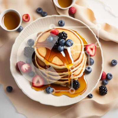 Intra Συλλεκτικό Ξύλινο Παζλ Plywood  4mm - Νόστιμες τηγανίτες με σιρόπι και φρέσκα μούρα Σε Ξύλινο Κουτί - Διαστάσεις: 10x10 cm – 25 κομμάτια - Image 1