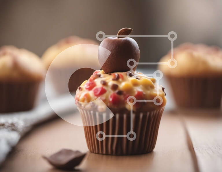 Intra Συλλεκτικό Ξύλινο Παζλ Plywood  4mm - Cupcakes με κάλυμμα μήλου - Φρεσκοψημένα επιδόρπια Σε Ξύλινο Κουτί - Διαστάσεις: 10x10 cm – 25 κομμάτια