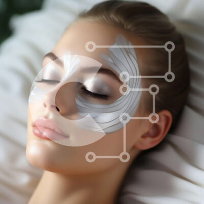 Intra Συλλεκτικό Ξύλινο Παζλ Plywood  4mm - Γυναίκα ξαπλωμένη στο κρεβάτι με λευκές μάσκες προσώπου Σε Ξύλινο Κουτί - Διαστάσεις: 10x10 cm – 25 κομμάτια - Image 1