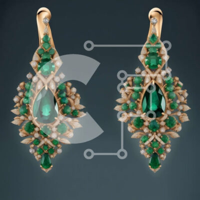 Intra Συλλεκτικό Ξύλινο Παζλ Plywood  4mm - Εκπληκτικά σκουλαρίκια από σμαράγδι και διαμάντια σε κίτρινο χρυσό Σε Ξύλινο Κουτί - Διαστάσεις: 10x10 cm – 25 κομμάτια - Image 1