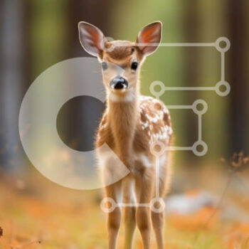 Intra Συλλεκτικό Ξύλινο Παζλ Plywood  4mm - Αξιολάτρευτη εικόνα ενός νεαρού ελαφιού σε ένα φθινοπωρινό δάσος Σε Ξύλινο Κουτί - Διαστάσεις: 10x10 cm – 25 κομμάτια - Image 1