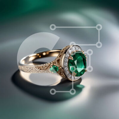 Intra Συλλεκτικό Ξύλινο Παζλ Plywood  4mm - Εκπληκτικό δαχτυλίδι αρραβώνων με οβάλ σμαραγδένια πέτρα και διαμαντένιο φωτοστέφανο Σε Ξύλινο Κουτί - Διαστάσεις: 10x10 cm – 25 κομμάτια - Image 1