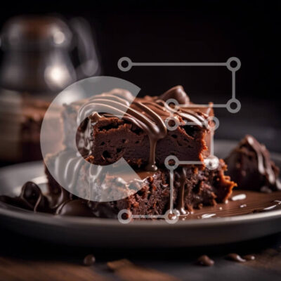 Intra Συλλεκτικό Ξύλινο Παζλ Plywood  4mm - Νόστιμη στοίβα μπράουνις σοκολάτας με σάλτσα σοκολάτας Σε Ξύλινο Κουτί - Διαστάσεις: 10x10 cm – 25 κομμάτια - Image 1