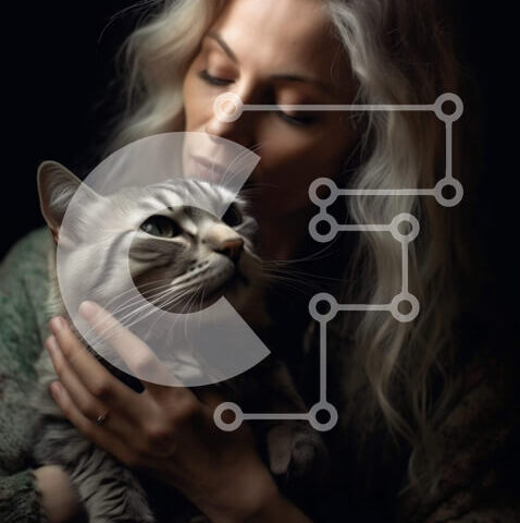 Intra Συλλεκτικό Ξύλινο Παζλ Plywood 4mm - Όμορφο πορτρέτο γυναίκας και γάτας Σε Ξύλινο Κουτί - Διαστάσεις: 10x10 cm – 25 κομμάτια - Image 1