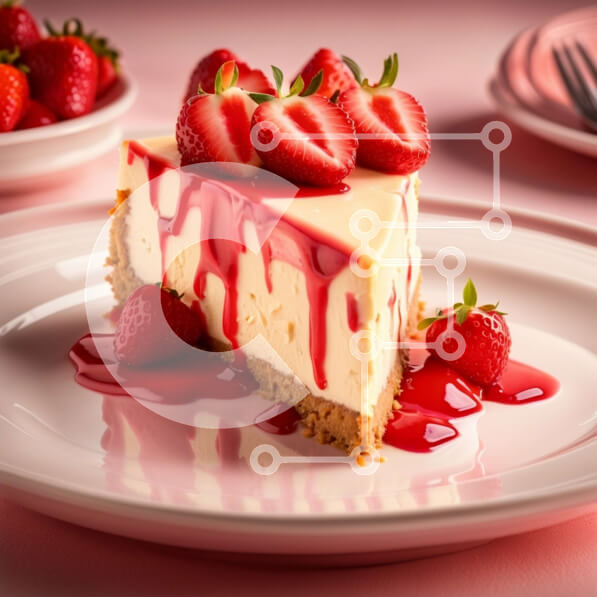 Intra Συλλεκτικό Ξύλινο Παζλ Plywood  4mm - Λαχταριστή φέτα τσιζκέικ με φρέσκες φράουλες και λίγο σάλτσα σοκολάτας Σε Ξύλινο Κουτί - Διαστάσεις: 10x10 cm – 25 κομμάτια