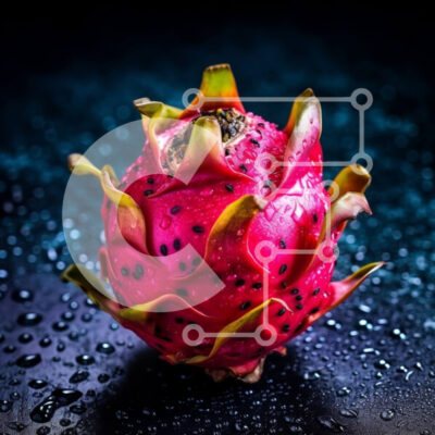 Intra Συλλεκτικό Ξύλινο Παζλ Plywood  4mm - Φρέσκο ​​και ζουμερό φρούτο δράκου με σταγονίδια νερού σε σκοτεινή επιφάνεια Σε Ξύλινο Κουτί - Διαστάσεις: 10x10 cm – 25 κομμάτια - Image 1