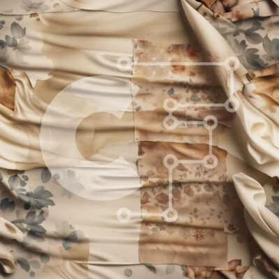 Intra Συλλεκτικό Ξύλινο Παζλ Plywood  4mm - Κομψό μπεζ και καφέ ύφασμα με μοτίβο με λουλούδια Σε Ξύλινο Κουτί - Διαστάσεις: 10x10 cm – 25 κομμάτια - Image 1