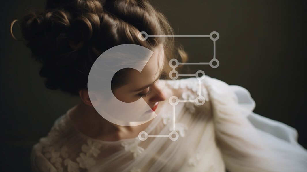 Intra Συλλεκτικό Ξύλινο Παζλ Plywood  4mm - Κομψή φωτογραφία μιας γυναίκας με λευκό φόρεμα με περίπλοκες λεπτομέρειες από δαντέλα Σε Ξύλινο Κουτί - Διαστάσεις: 10x10 cm – 25 κομμάτια