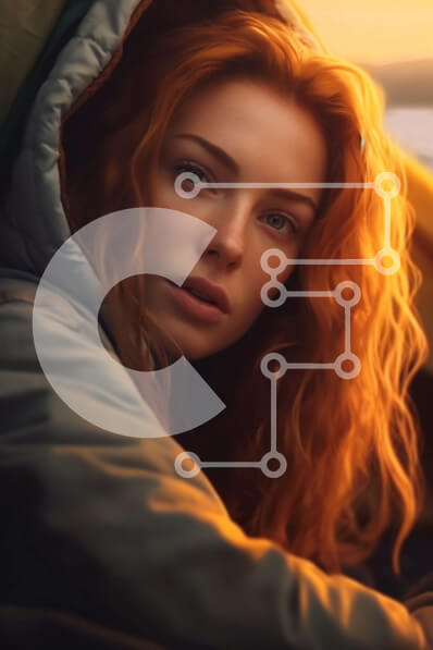 Intra Συλλεκτικό Ξύλινο Παζλ Plywood  4mm - Όμορφη εικόνα μιας νεαρής γυναίκας που κάθεται δίπλα σε μια λίμνη στο ηλιοβασίλεμα Σε Ξύλινο Κουτί - Διαστάσεις: 10x10 cm – 25 κομμάτια