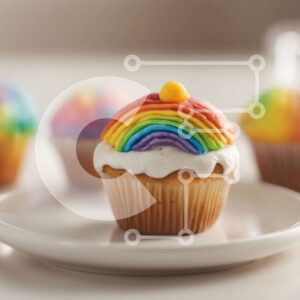 Intra Συλλεκτικό Ξύλινο Παζλ Plywood  4mm - Rainbow Cupcakes με καφέ σε ένα πιάτο Σε Ξύλινο Κουτί - Διαστάσεις: 10x10 cm – 25 κομμάτια