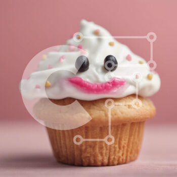 Intra Συλλεκτικό Ξύλινο Παζλ Plywood  4mm - Cupcake Smiley Face με White Frosting και Pink Sprinkles Σε Ξύλινο Κουτί - Διαστάσεις: 10x10 cm – 25 κομμάτια - Image 1