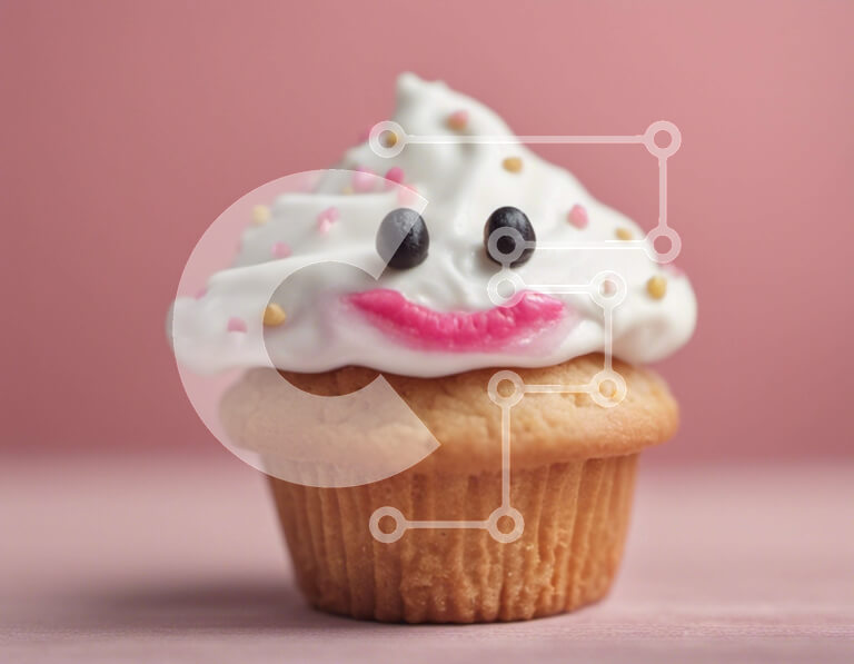 Intra Συλλεκτικό Ξύλινο Παζλ Plywood  4mm - Cupcake Smiley Face με White Frosting και Pink Sprinkles Σε Ξύλινο Κουτί - Διαστάσεις: 10x10 cm – 25 κομμάτια - Image 1
