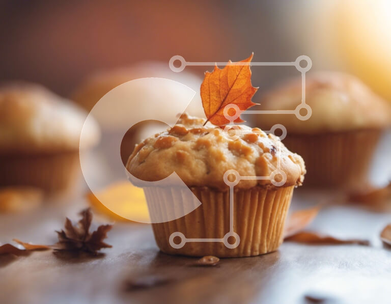 Intra Συλλεκτικό Ξύλινο Παζλ Plywood  4mm - Μάφιν στο φθινοπωρινό φύλλο Σε Ξύλινο Κουτί - Διαστάσεις: 10x10 cm – 25 κομμάτια