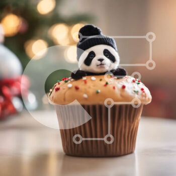 Intra Συλλεκτικό Ξύλινο Παζλ Plywood  4mm - Panda Cupcake σε διακοσμημένο τραπέζι Σε Ξύλινο Κουτί - Διαστάσεις: 10x10 cm – 25 κομμάτια - Image 1