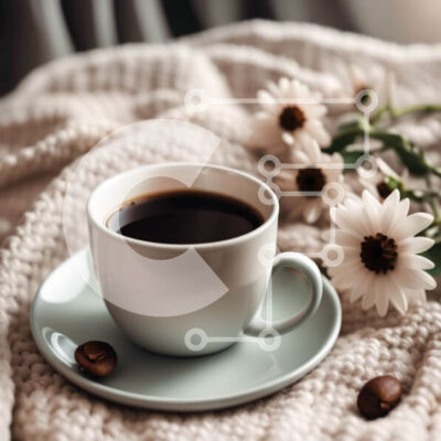 Intra Συλλεκτικό Ξύλινο Παζλ Plywood 4mm - Ζεστό και άνετο φλιτζάνι καφέ με μαργαρίτες Σε Ξύλινο Κουτί - Διαστάσεις: 10x10 cm – 25 κομμάτια - Image 1