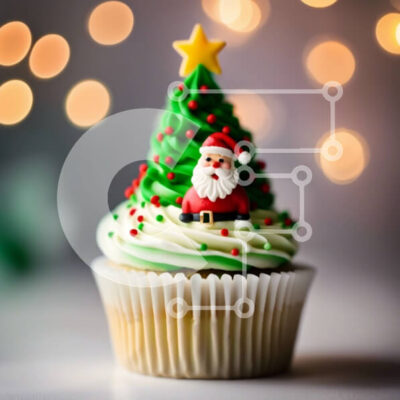 Intra Συλλεκτικό Ξύλινο Παζλ Plywood 4mm - Νόστιμο Cupcake Άγιου Βασίλη σε ένα εορταστικό τραπέζι Σε Ξύλινο Κουτί - Διαστάσεις: 10x10 cm – 25 κομμάτια - Image 1