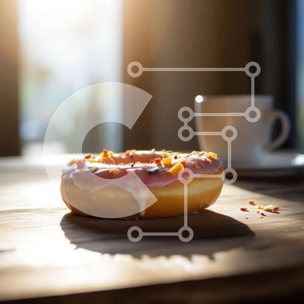 Intra Συλλεκτικό Ξύλινο Παζλ Plywood  4mm - Λαχταριστή εικόνα ενός γυαλισμένου ντόνατ με ροζ πάγωμα και ψεκασμούς Σε Ξύλινο Κουτί - Διαστάσεις: 10x10 cm – 25 κομμάτια