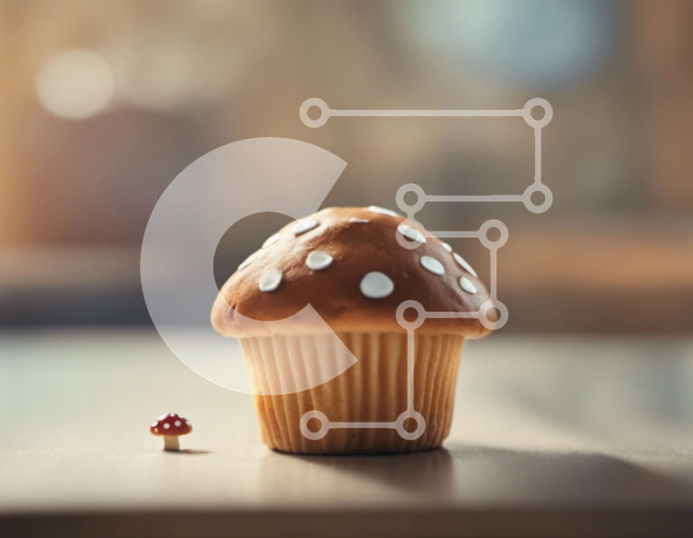 Intra Συλλεκτικό Ξύλινο Παζλ Plywood  4mm - Λαχταριστό cupcake με πουά σε ξύλινο τραπέζι Σε Ξύλινο Κουτί - Διαστάσεις: 10x10 cm – 25 κομμάτια