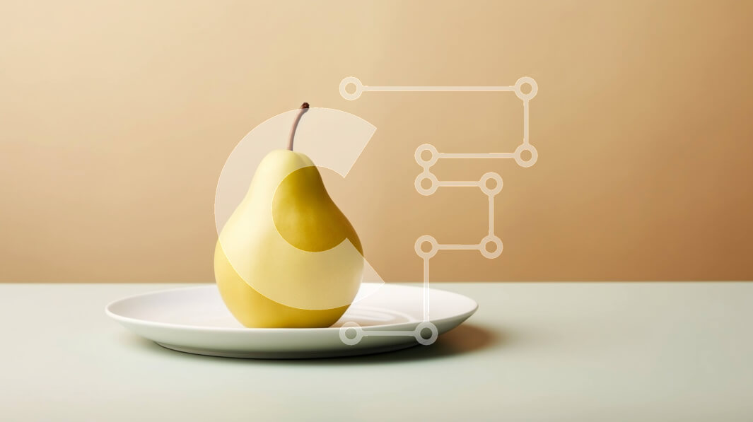 Intra Συλλεκτικό Ξύλινο Παζλ Plywood  4mm - Κίτρινο αχλάδι σε ένα άσπρο πιάτο Σε Ξύλινο Κουτί - Διαστάσεις: 10x10 cm – 25 κομμάτια