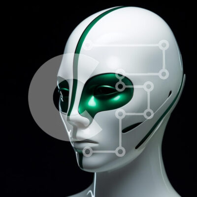 Intra Συλλεκτικό Ξύλινο Παζλ Plywood  4mm - Μανεκέν με λευκό πρόσωπο και πράσινες ρίγες Σε Ξύλινο Κουτί - Διαστάσεις: 10x10 cm – 25 κομμάτια - Image 1