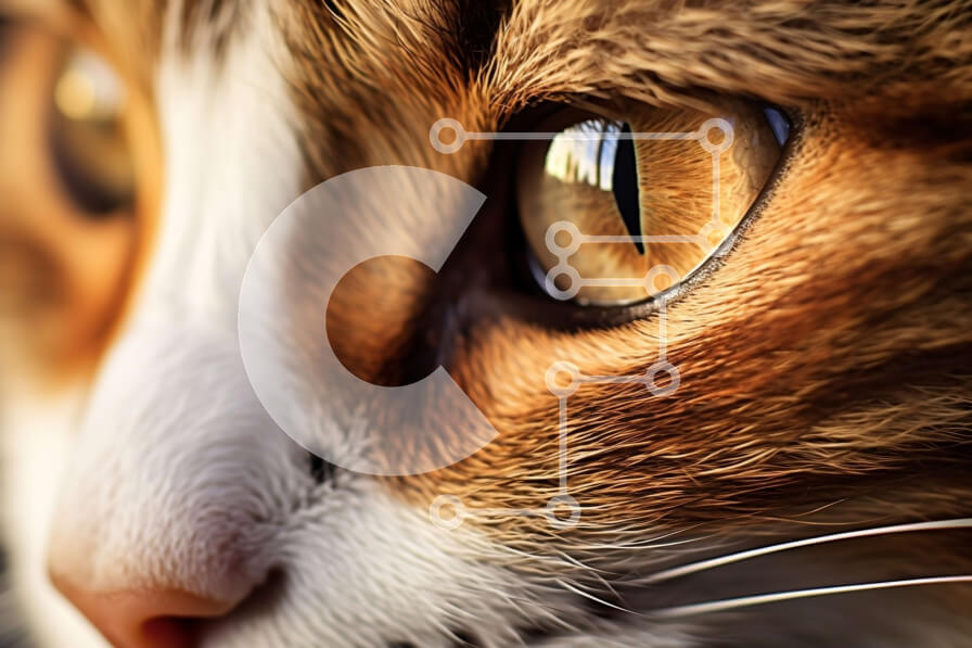 Intra Συλλεκτικό Ξύλινο Παζλ Plywood  4mm - Κοντινή όψη της γάτας με τα πράσινα μάτια Σε Ξύλινο Κουτί - Διαστάσεις: 10x10 cm – 25 κομμάτια