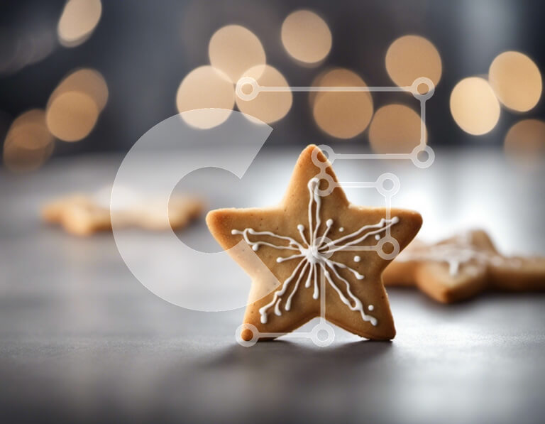 Intra Συλλεκτικό Ξύλινο Παζλ Plywood  4mm - Μπισκότο σε σχήμα αστεριού με γλάσο και φώτα Bokeh Σε Ξύλινο Κουτί - Διαστάσεις: 10x10 cm – 25 κομμάτια