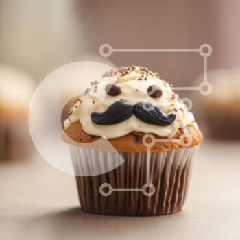 Intra Συλλεκτικό Ξύλινο Παζλ Plywood  4mm - Cupcake μουστάκι με παγωμένο σοκολάτα Σε Ξύλινο Κουτί - Διαστάσεις: 10x10 cm – 25 κομμάτια - Image 1