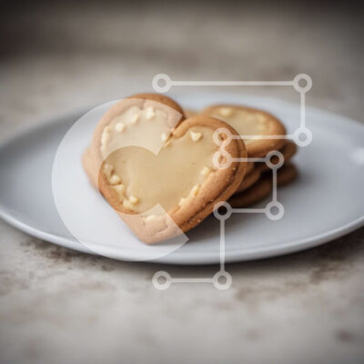 Intra Συλλεκτικό Ξύλινο Παζλ Plywood  4mm - Μπισκότα σε σχήμα καρδιάς σε λευκό πιάτο Σε Ξύλινο Κουτί - Διαστάσεις: 10x10 cm – 25 κομμάτια - Image 1