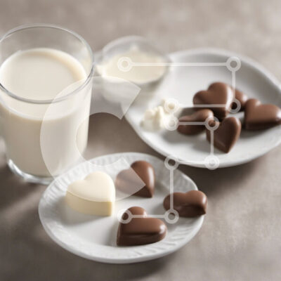 Intra Συλλεκτικό Ξύλινο Παζλ Plywood 4mm - Καρδιές γάλακτος και σοκολάτας σε ένα τραπέζι Σε Ξύλινο Κουτί - Διαστάσεις: 10x10 cm – 25 κομμάτια - Image 1