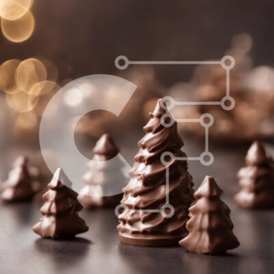 Intra Συλλεκτικό Ξύλινο Παζλ Plywood  4mm - Σοκολατένια δέντρα σε στολισμένο τραπέζι με φωτάκια και αστραφτερά διακοσμητικά Σε Ξύλινο Κουτί - Διαστάσεις: 10x10 cm – 25 κομμάτια - Image 1