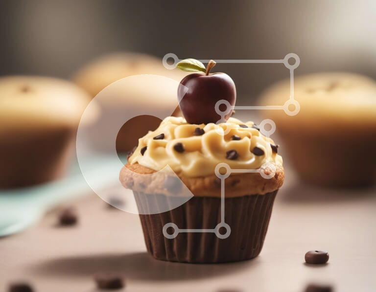 Intra Συλλεκτικό Ξύλινο Παζλ Plywood  4mm - Λαχταριστό Cupcake με τσιπς μήλου και σοκολάτας Σε Ξύλινο Κουτί - Διαστάσεις: 10x10 cm – 25 κομμάτια