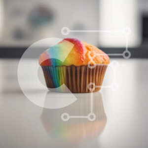 Intra Συλλεκτικό Ξύλινο Παζλ Plywood  4mm - Rainbow Cupcake στο τραπέζι στην άδεια κουζίνα Σε Ξύλινο Κουτί - Διαστάσεις: 10x10 cm – 25 κομμάτια