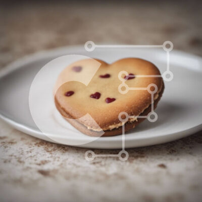 Intra Συλλεκτικό Ξύλινο Παζλ Plywood  4mm - Φρεσκοψημένο μπισκότο σε σχήμα καρδιάς σε λευκό πιάτο με κόκκινα μούρα Σε Ξύλινο Κουτί - Διαστάσεις: 10x10 cm – 25 κομμάτια - Image 1