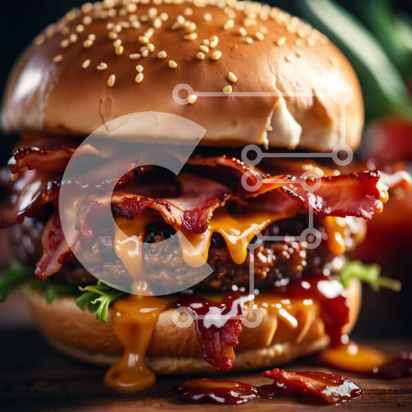 Intra Συλλεκτικό Ξύλινο Παζλ Plywood  4mm - Λαχταριστό Cheeseburger Bacon με κέτσαπ Σε Ξύλινο Κουτί - Διαστάσεις: 10x10 cm – 25 κομμάτια