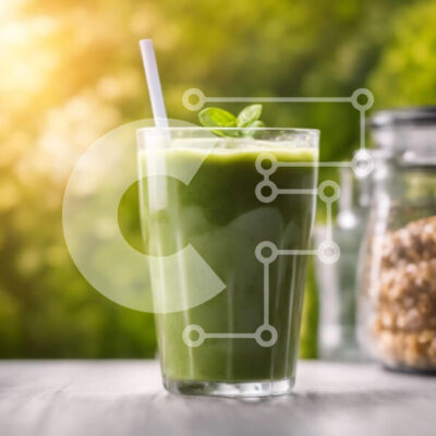 Intra Συλλεκτικό Ξύλινο Παζλ Plywood 4mm - Πράσινο Smoothie με φύλλα μέντας και ξηρούς καρπούς Σε Ξύλινο Κουτί - Διαστάσεις: 10x10 cm – 25 κομμάτια - Image 1