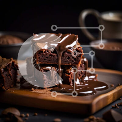 Intra Συλλεκτικό Ξύλινο Παζλ Plywood  4mm - Νόστιμη στοίβα μπράουνις με σάλτσα σοκολάτας Σε Ξύλινο Κουτί - Διαστάσεις: 10x10 cm – 25 κομμάτια - Image 1